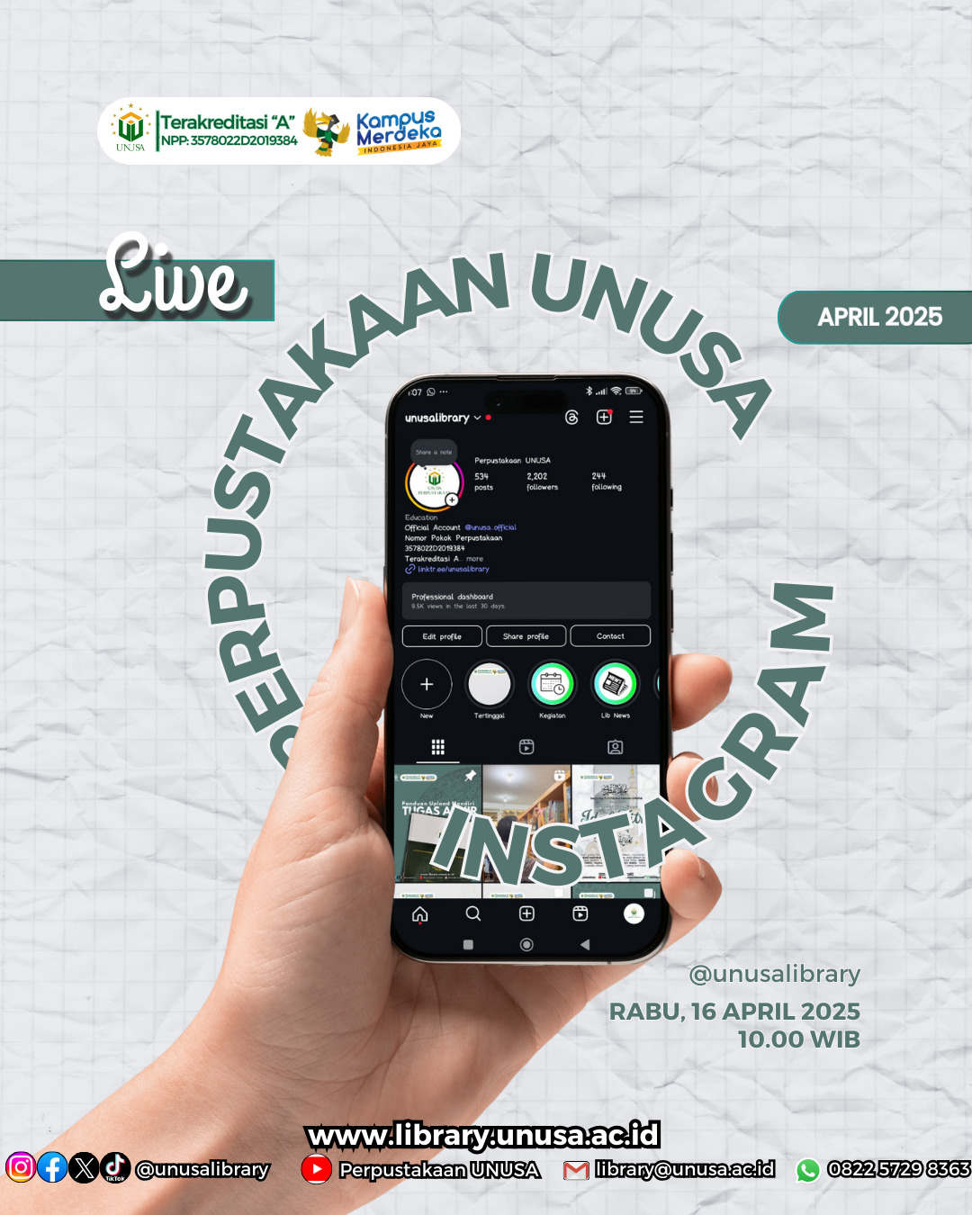 Live Instagram Perpustakaan UNUSA